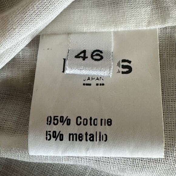 Italian Tuxedo Blazer Large Luxury Crinkle Boxy Khaki Brown Cotton Designer $298 - Picture 6 of 7